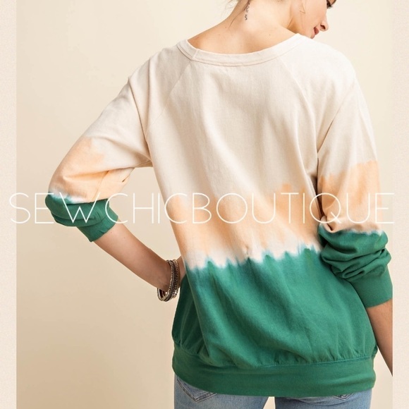 Green Combo Ombre French Terry Sweatshirt - Picture 2 of 4